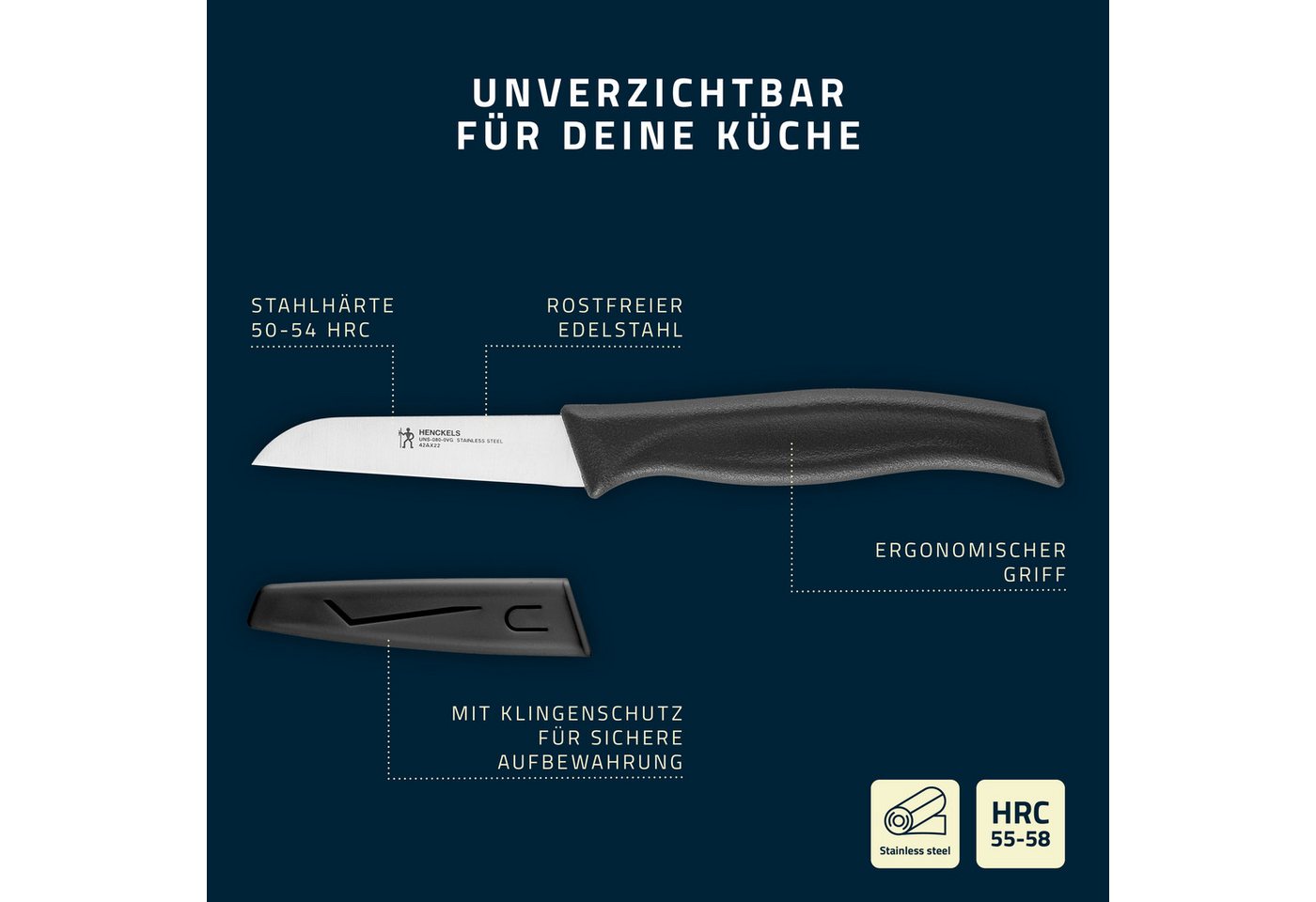 HENCKELS by ZWILLING Messer-Set Kitchen Elements (Set, 3-tlg), Rostfreier Klingenstahl, Ergonomische Griffe – Bild 4 von 5