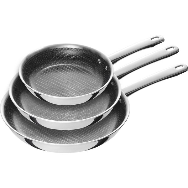 HENCKELS by ZWILLING Pfannen-Set Valley, Edelstahl (Set, 3-tlg., 1 Bratpfanne (20 cm), 1 Bratpfanne (24 cm), 1 Bratpfanne (28 cm), Keramikbeschichtung, Soft-Tou