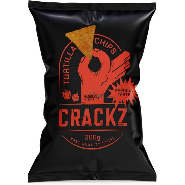 HENDERSON & SONS Knabberei, CRACKZ Tortilla Chips Paprika Crunch mit würziger Paprikanote 300g