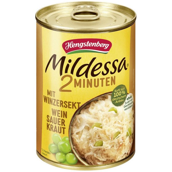 Hengstenberg Fertiggericht, Mildessa Weinsauerkraut mit deutschem Winzersekt ATG 350g Dose 425 ml