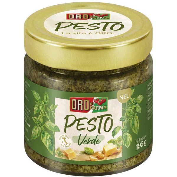 Hengstenberg Saucen, Oro di Parma Pesto Verde Sauce Basilikum Käse und Cashewkernen 195g