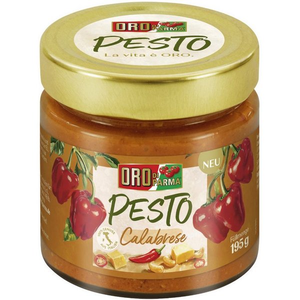 Hengstenberg Saucen, Oro di Parma Pesto Calabrese Sauce Paprika Käse und Cashewkernen 195g