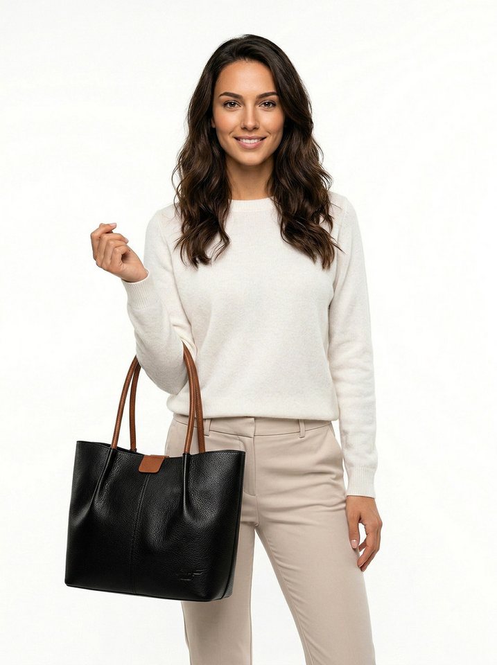 Samantha Look Henkeltasche SAMANTHA LOOK Damen echt Leder, Made in Italy, echt Leder, Made in Italy – Bild 2 von 5