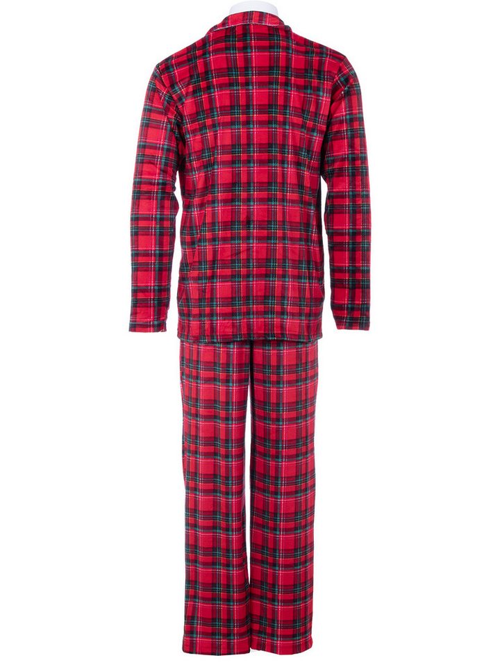 Henry Terre Pyjama Kent Langarm - Velour Karo Design Hemdkragen durchgeknöpft – Bild 5 von 5