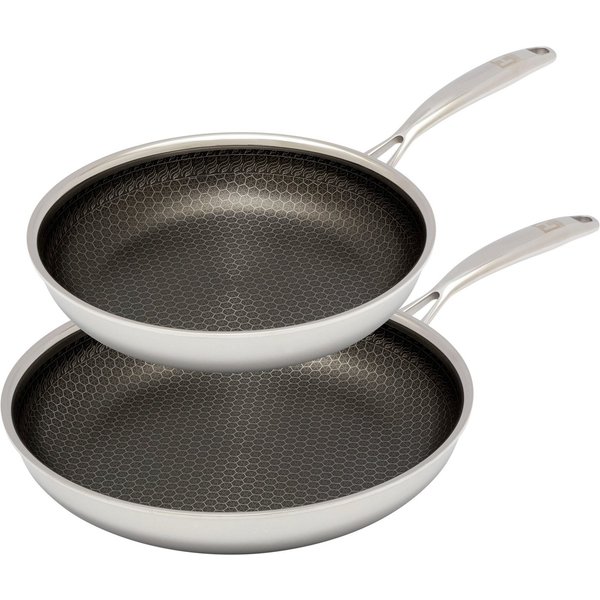 HENSSLERS Pfannen-Set, Edelstahl (Set, 2-tlg., 1x Bratpfanne Ø 24 cm, 1x Bratpfanne Ø 28 cm), 3-Schicht Material, Wabenstruktur und Antihaftbeschichtung, Indukt