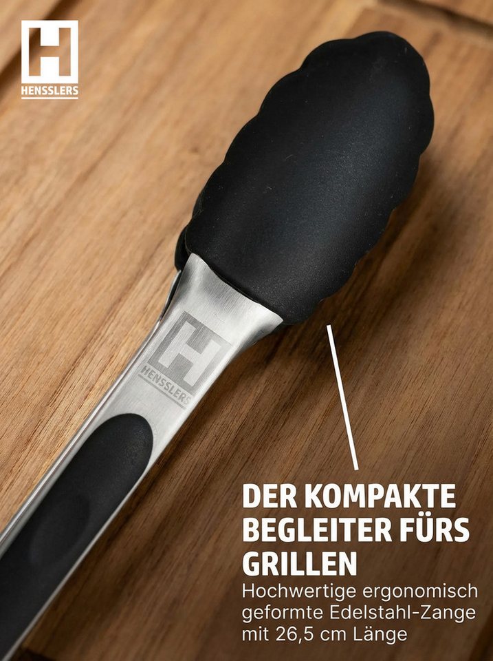 HENSSLERS Schmorpfanne Premium, Pfanne 26 cm, inklusive Grillzange, Edelstahl (Set, 3-tlg) – Bild 5 von 5