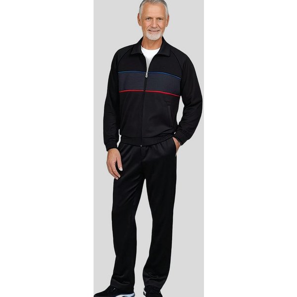 Herbold Sportswear Trainingsanzug Herren Freizeitanzug Sportanzug Jogginganzug (2-tlg), Kontrastpaspel-Verlauf und Druckeinsatz auf der Front