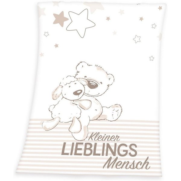 Babydecke Kleiner Lieblingsmensch, Herding, mit Teddy und Schaf, Kuscheldecke