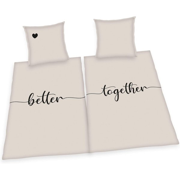 Herding Bettwäsche Better Together - Partner-Bettwäsche-Set, 4-teilig, 135x200 & 80x80, Baumwolle, 100% Baumwolle