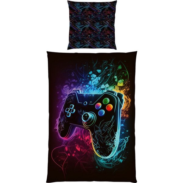 Herding Kinderbettwäsche Kinder-Wendebettwäsche "Gaming", Polyester, Microfaser Motiv