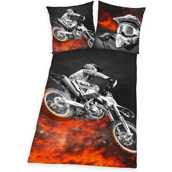 Herding Young Collection Jugendbettwäsche Motorcross, Microfaser, 2 teilig, mit Motocrossrad
