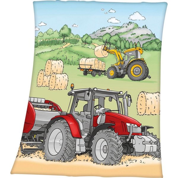 Kinderdecke Traktor, Herding Young Collection, mit tollem Traktor Motiv, Kuscheldecke