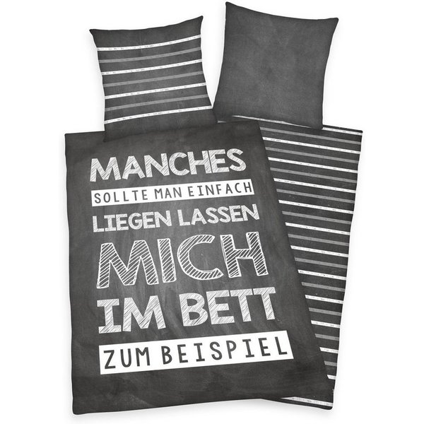 Herding Young Collection Wendebettwäsche "Manches sollte man einfach liegen lassen ..." in Gr. 135x200 cm, Renforcé, 2 teilig, Bettwäsche aus Baumwolle, Kinderb