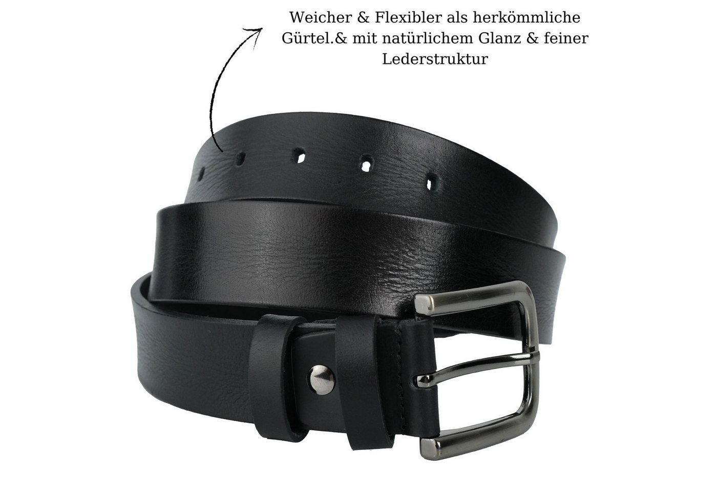 herémood Ledergürtel [Test SEHR GUT, Note 1.1] Herren Leder Gürtel 4cm Braun-Schwarz 135cm (Anzuggürtel Herren, hochwertig verarbeitet, kürzbar, 2-St., Weiches, – Bild 4 von 5