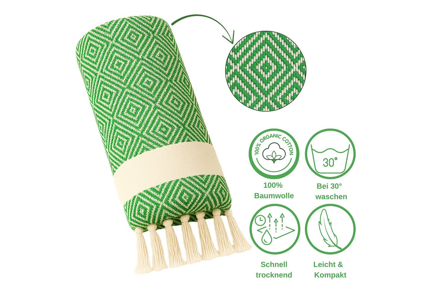 herémood Strandtuch Strandtuch Damen Herren, Badetuch Handtuch XXL, Geschenke für Frauen, [Test SEHR GUT, Note 1.1] (schnelltrocknend & saugstark, Sehr Gut gete – Bild 5 von 5