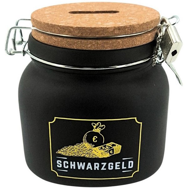 HERGO Creation Spardose Sparglas Schwarzgeld 12cm