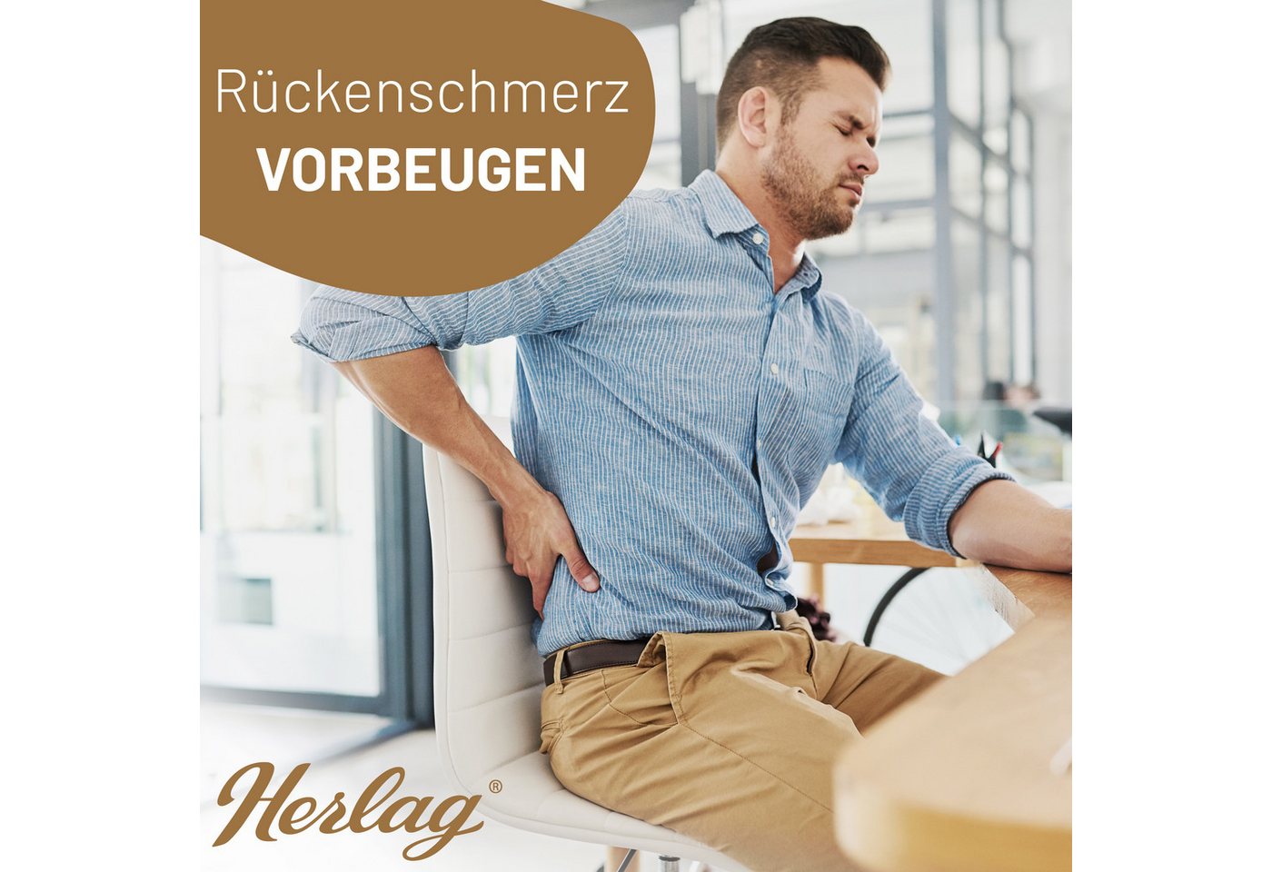 Herlag Keilkissen Stella für Büro und Auto, Ergonomisches Sitzkeilkissen 33x37x7/2cm Waschbarer Bezug Anthrazit – Bild 4 von 5