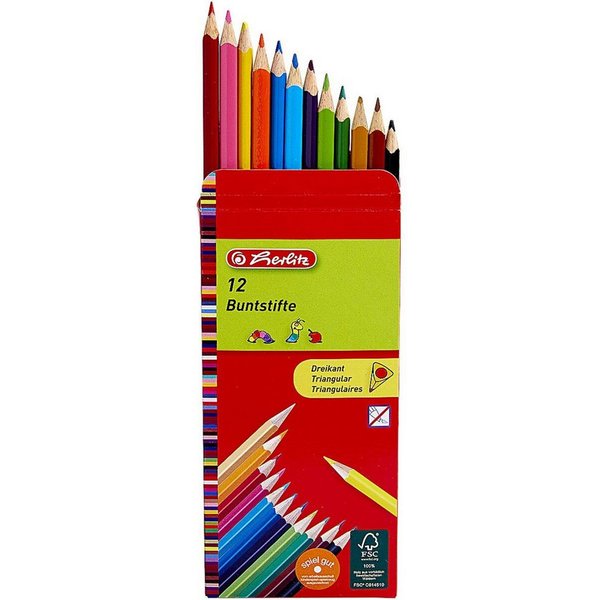 Herlitz Buntstift, (12-tlg), mit bruchsicherer Mine