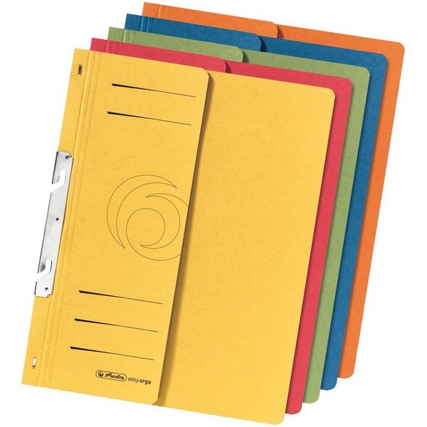 Herlitz Hefter Einhakhefter 1/2-Vorderdeckel kaufm. Heftung farbig sortiert VE=5 Stüc