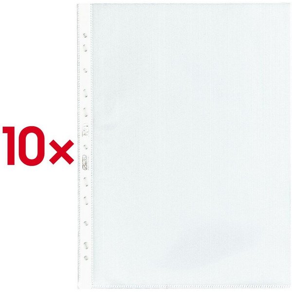 Herlitz Prospekthülle, 10 Stück, glasklar, Format A4, Eurolochung, oben offen