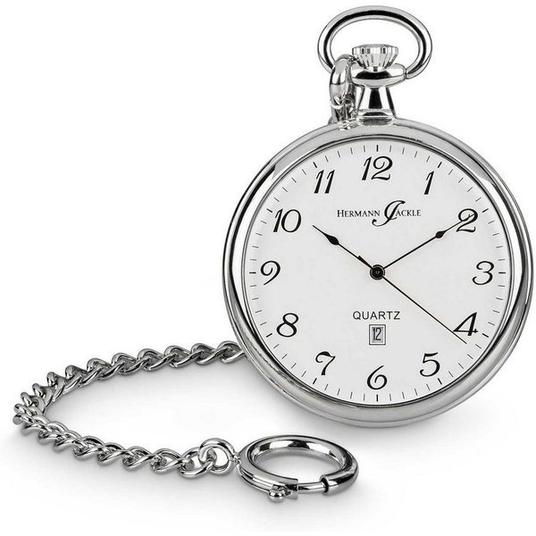 Hermann Jäckle Taschenuhr "Konstanz II" Quarzwerk, 47 mm, Mineralglas, mit Kette & Reiseetui, – Elegante Herrenuhr im klassischen Stil