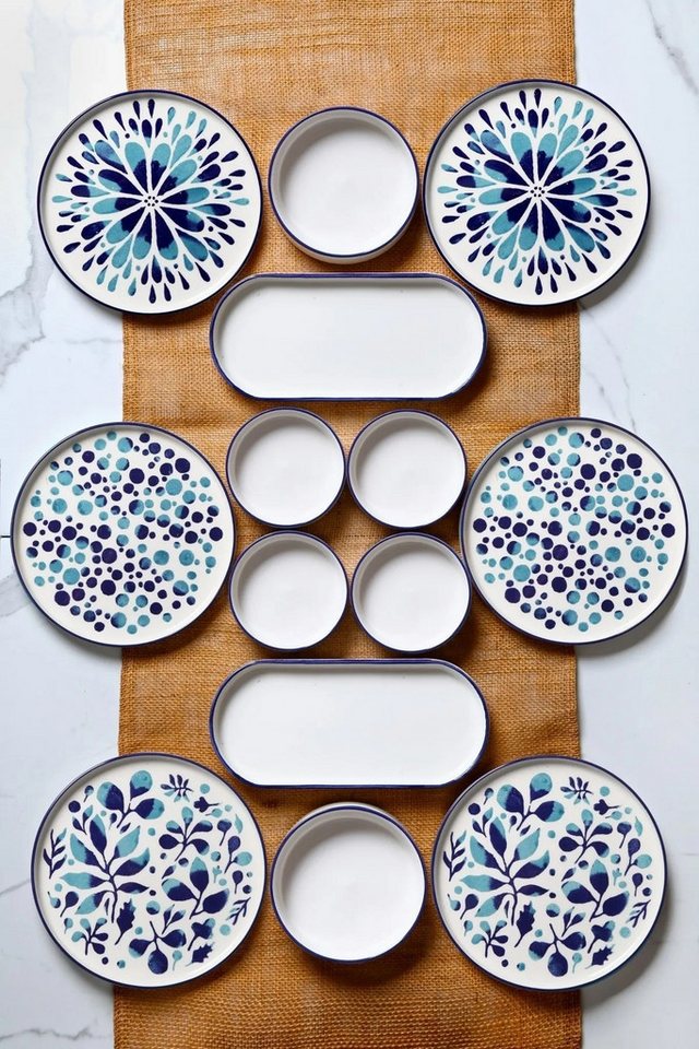 Hermia Concept Geschirr-Set 6 Tellern, 2 Platten und 6 Schüsseln Dieses Set 100 % Keramik (14-tlg), 6 Personen, Keramik, Steinzeug, spülmaschinenfest und mikrow – Bild 2 von 3