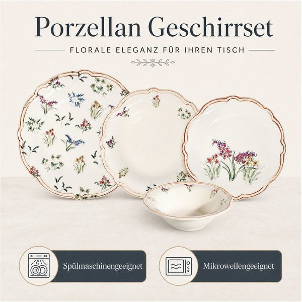Hermia Concept Geschirr-Set Amber (24-tlg), 6 Personen, Porzellan, Tafelservice, 24 Teile, für 6 Personen