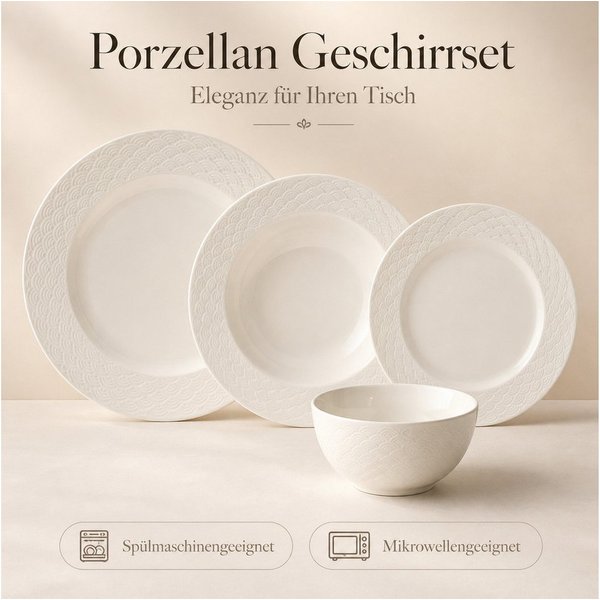 Hermia Concept Geschirr-Set Costa (24-tlg), 6 Personen, Porzellan, 24-teiliges Set