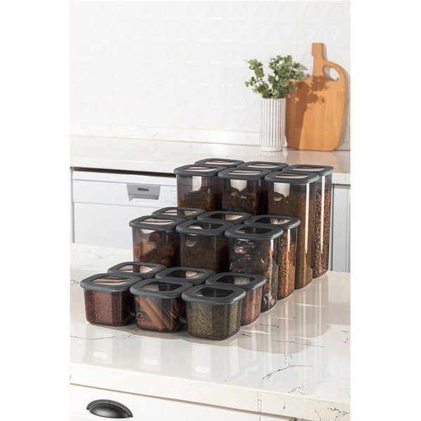 Hermia Concept Vorratsdose 100% PLASTIC, 10 x 10 x 9,5 cm/ 550 ml (6 Pieces) M5386, Kunststoff, (18-tlg., 18 Teilen Aufbewahrungsboxen-Set), 100% Kunststoff Ant