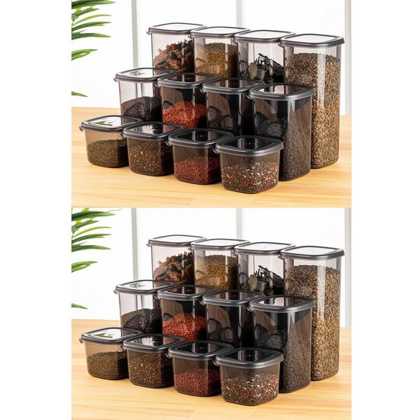 Hermia Concept Vorratsdose 24-teiliges Set, 3 verschiedene Größen, Kunststoff, (Set, 24-tlg., 8x Kleine 550 ml 8x Mittlere 1200 ml 8x Große 1750 ml), Spülmaschi