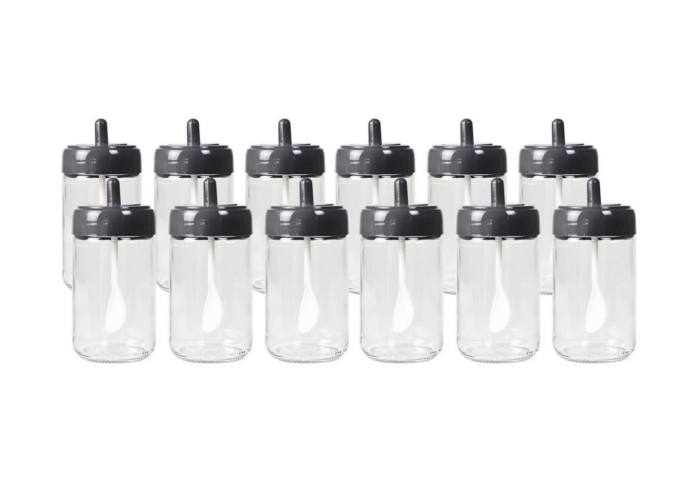 Hermia Concept Vorratsdose Erika,(12 Stücke), Gewürzglas Set, Schwarz, 100% Glas, Glas, (Set, 12-tlg., 12x Gewürzglas mit Deckel), Großes Volumen: 300 ml pro Gl – Bild 2 von 5