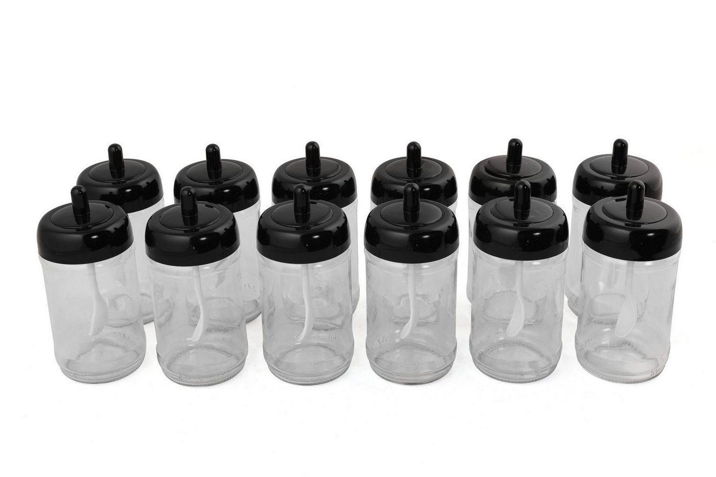 Hermia Concept Vorratsdose Erika,(12 Stücke), Gewürzglas Set, Schwarz, 100% Glas, Glas, (Set, 12-tlg., 12x Gewürzglas mit Deckel), Großes Volumen: 300 ml pro Gl – Bild 4 von 5