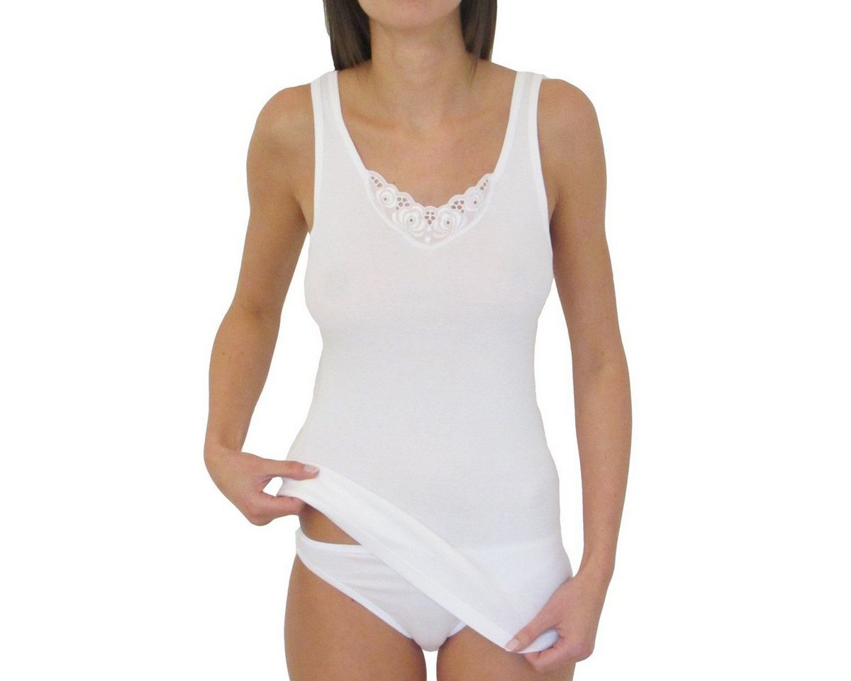 HERMKO Achseltop 1440 mit Spitze, 100 % Bio-Baumwolle, Tank Top, Feinripp – Bild 3 von 3