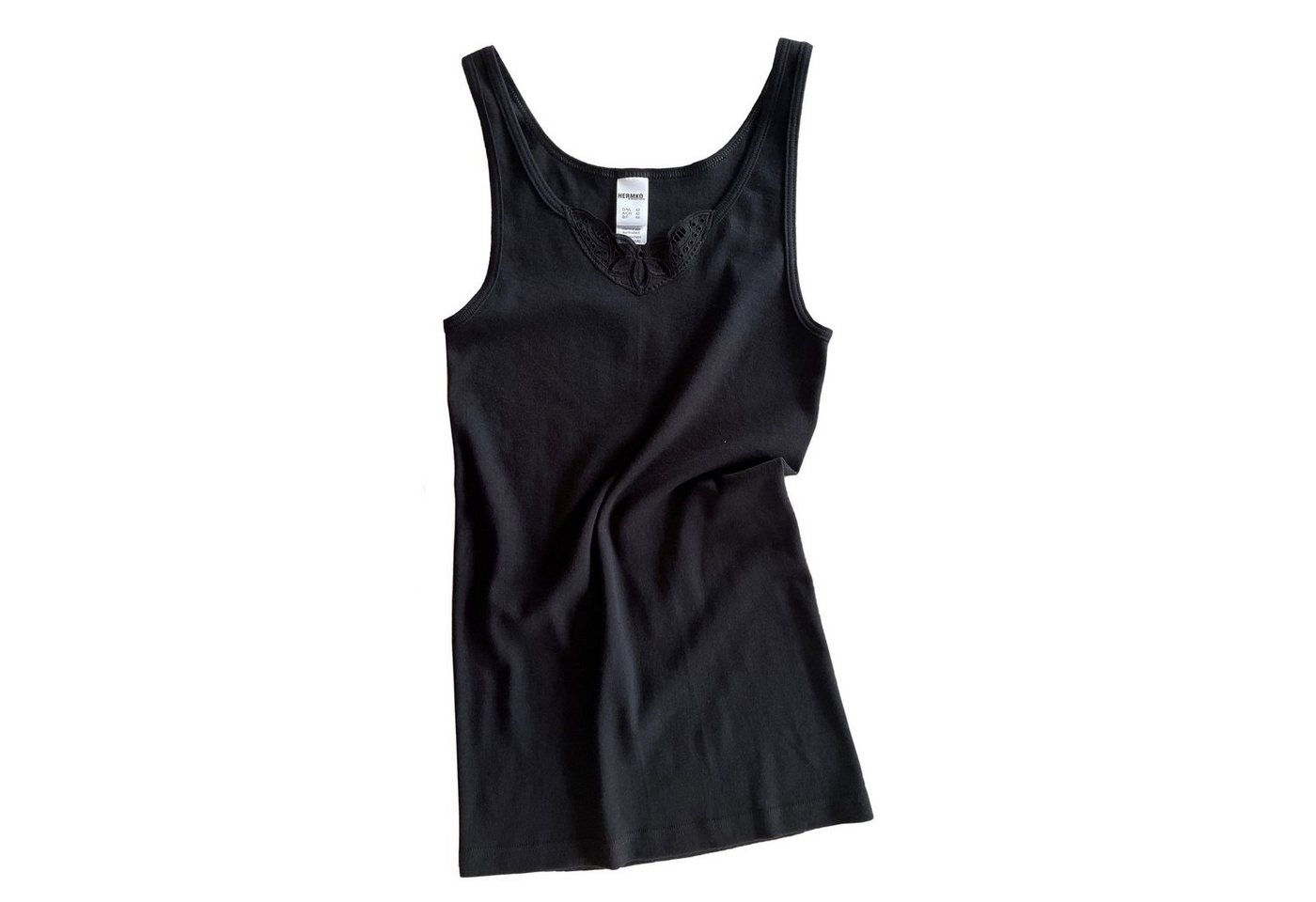 HERMKO Achseltop 1440 mit Spitze, 100 % Bio-Baumwolle, Tank Top, Feinripp – Bild 3 von 3