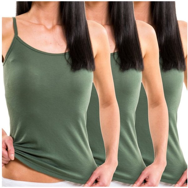 HERMKO Achseltop 1560 (Pack, 3er) Träger Top, Bio-Baumwolle, Spaghettiträger, Shirt, Basic