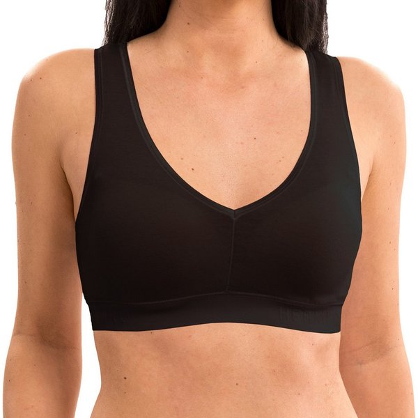 HERMKO Bustier 5420 Baumwolle/Elastan, breite Träger, Weichbund-Abschluss, V-Ausschnitt