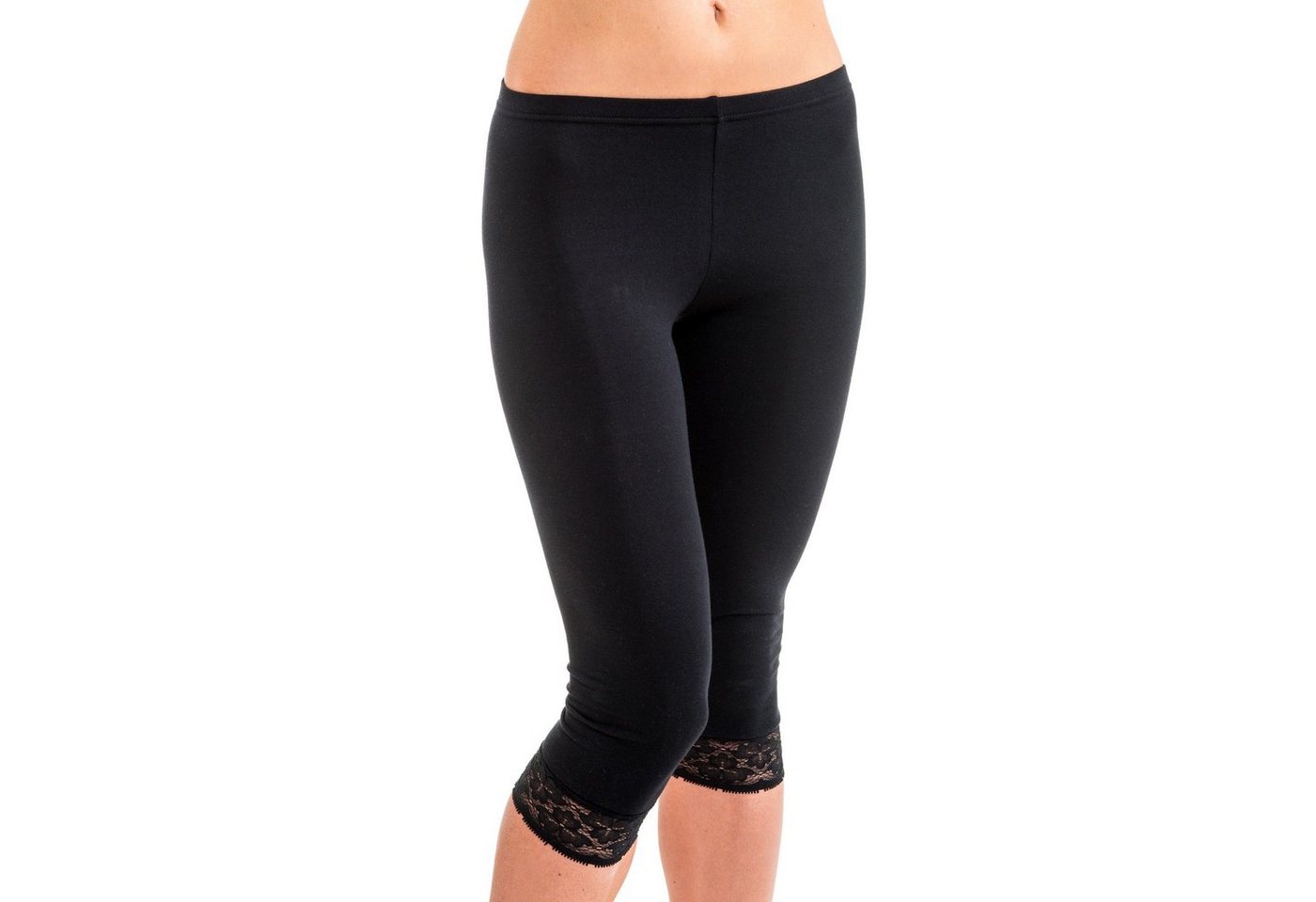 HERMKO Caprileggings 5722 (Pack, 2er) ¾ lang mit Spitze, Bio-Baumwolle/Elastan, Umschlagbund – Bild 2 von 4