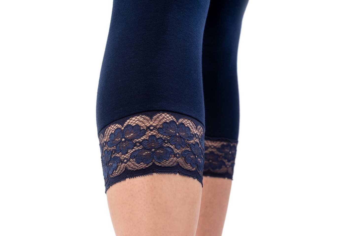HERMKO Caprileggings 5722 (Pack, 2er) ¾ lang mit Spitze, Bio-Baumwolle/Elastan, Umschlagbund – Bild 2 von 4
