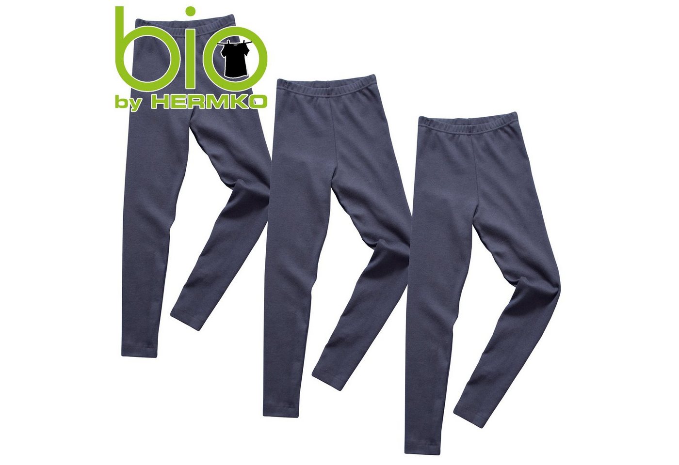 HERMKO Leggings 2720 (Pack, 3er) Kinder Legging, 100 % Bio-Baumwolle, Gummibund, Jungen, Mädchen – Bild 2 von 3