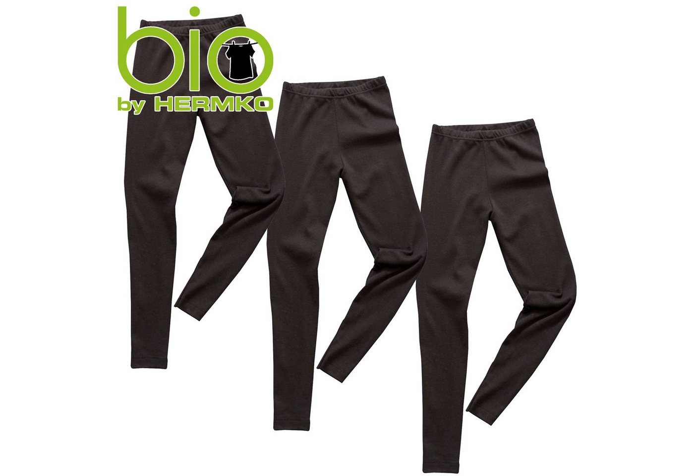 HERMKO Leggings 2720 (Pack, 3er) Kinder Legging, 100 % Bio-Baumwolle, Gummibund, Jungen, Mädchen – Bild 2 von 3