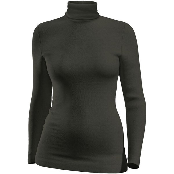 HERMKO Longsleeve langarm Rolli, Merinowolle Damen Langarmshirt mit Rollkragen aus Wolle/Tencel