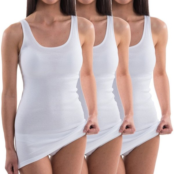 HERMKO Unterhemd 1317 (Pack, 3er) Tank Top, Achselhemd, Bio-Baumwolle, Shirt, extralang, Feinripp