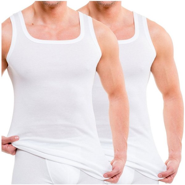 HERMKO Unterhemd 16025 (Pack, 2er) Baumwolle/Modal Tank Top breite Träger softweich Feinripp