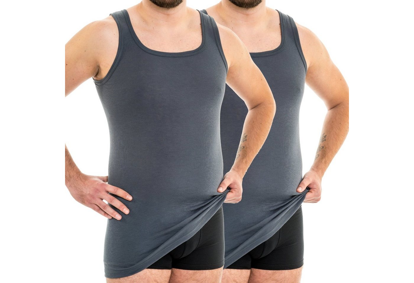 HERMKO Unterhemd 16025 (Pack, 2er) Baumwolle/Modal Tank Top breite Träger softweich Feinripp – Bild 3 von 4