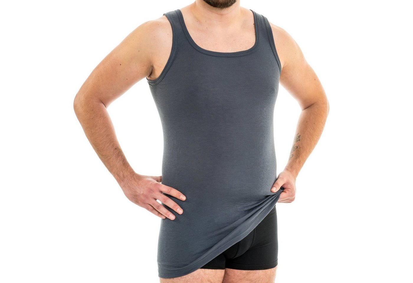HERMKO Unterhemd 16025 (Pack, 2er) Baumwolle/Modal Tank Top breite Träger softweich Feinripp – Bild 4 von 4