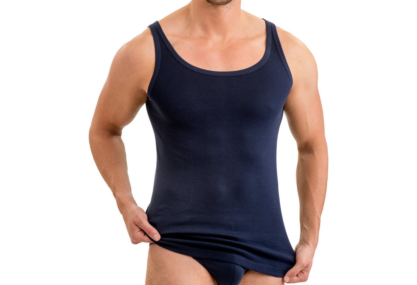 HERMKO Unterhemd 3000 (Pack, 3er) 100 % Bio Baumwolle Tank Top Basic Feinripp hergestellt in EU – Bild 3 von 4