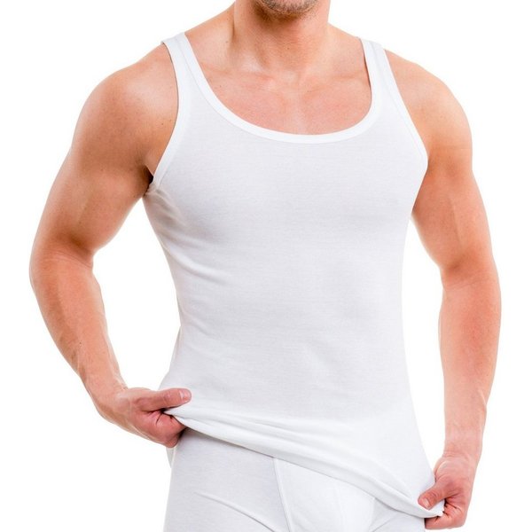 HERMKO Unterhemd 3000 (Pack, 5er) 100 % Bio Baumwolle Tank Top Basic Feinripp hergestellt in EU