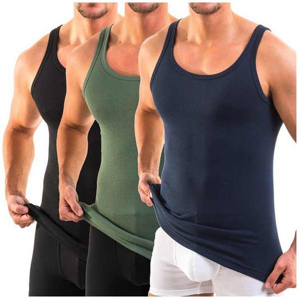 HERMKO Unterhemd 3000 (Pack, 3er) 100 % Bio Baumwolle Tank Top Basic Feinripp hergestellt in EU