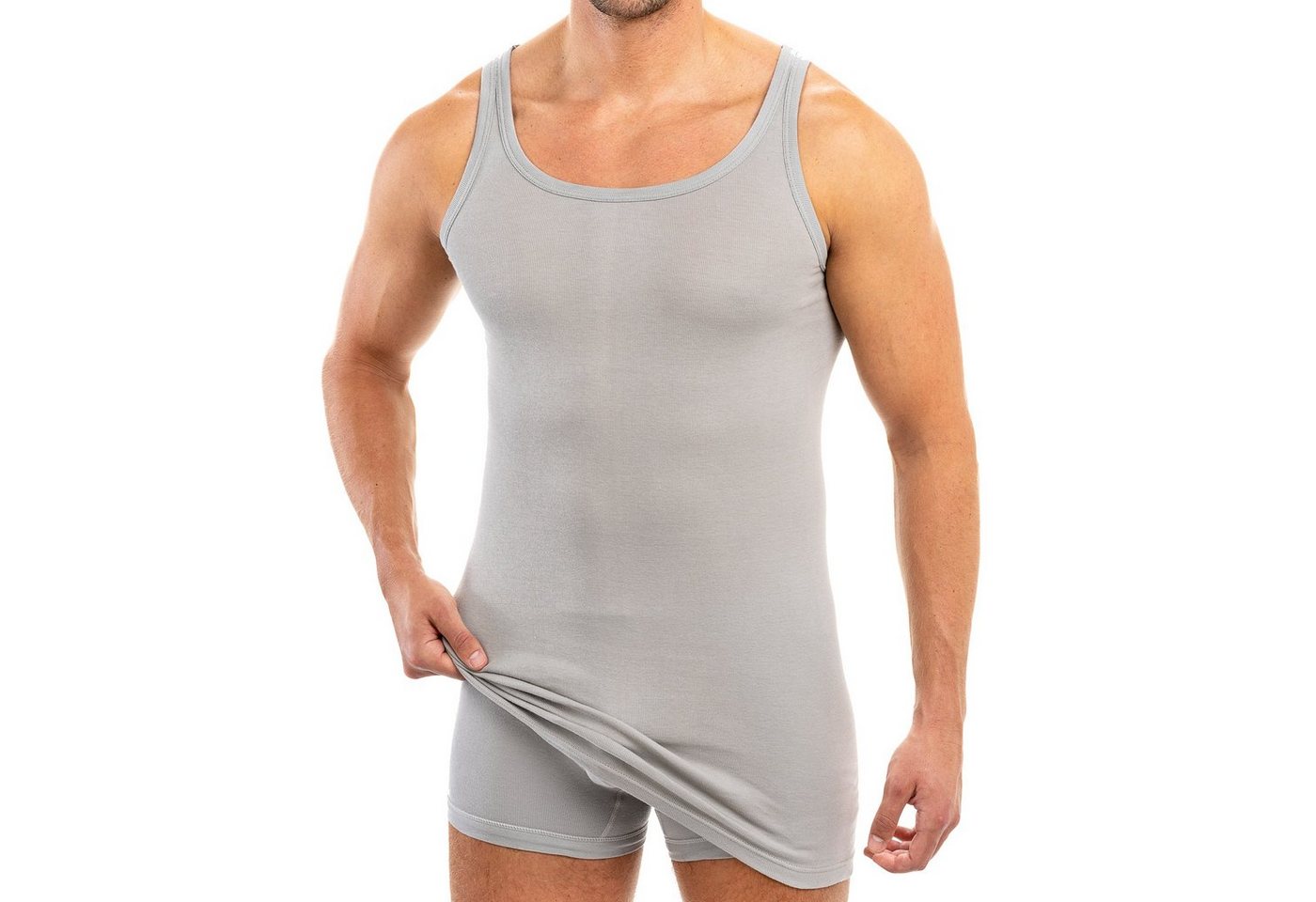 HERMKO Unterhemd 3007 (Pack, 3er) 100 % BIO-Baumwolle extralanges Tank Top (10 cm) hergestellt in EU – Bild 2 von 3