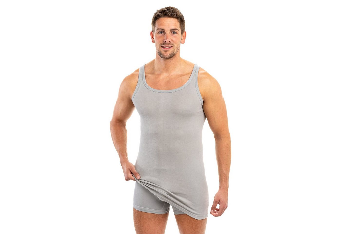 HERMKO Unterhemd 3007 (Pack, 3er) 100 % BIO-Baumwolle extralanges Tank Top (10 cm) hergestellt in EU – Bild 3 von 3